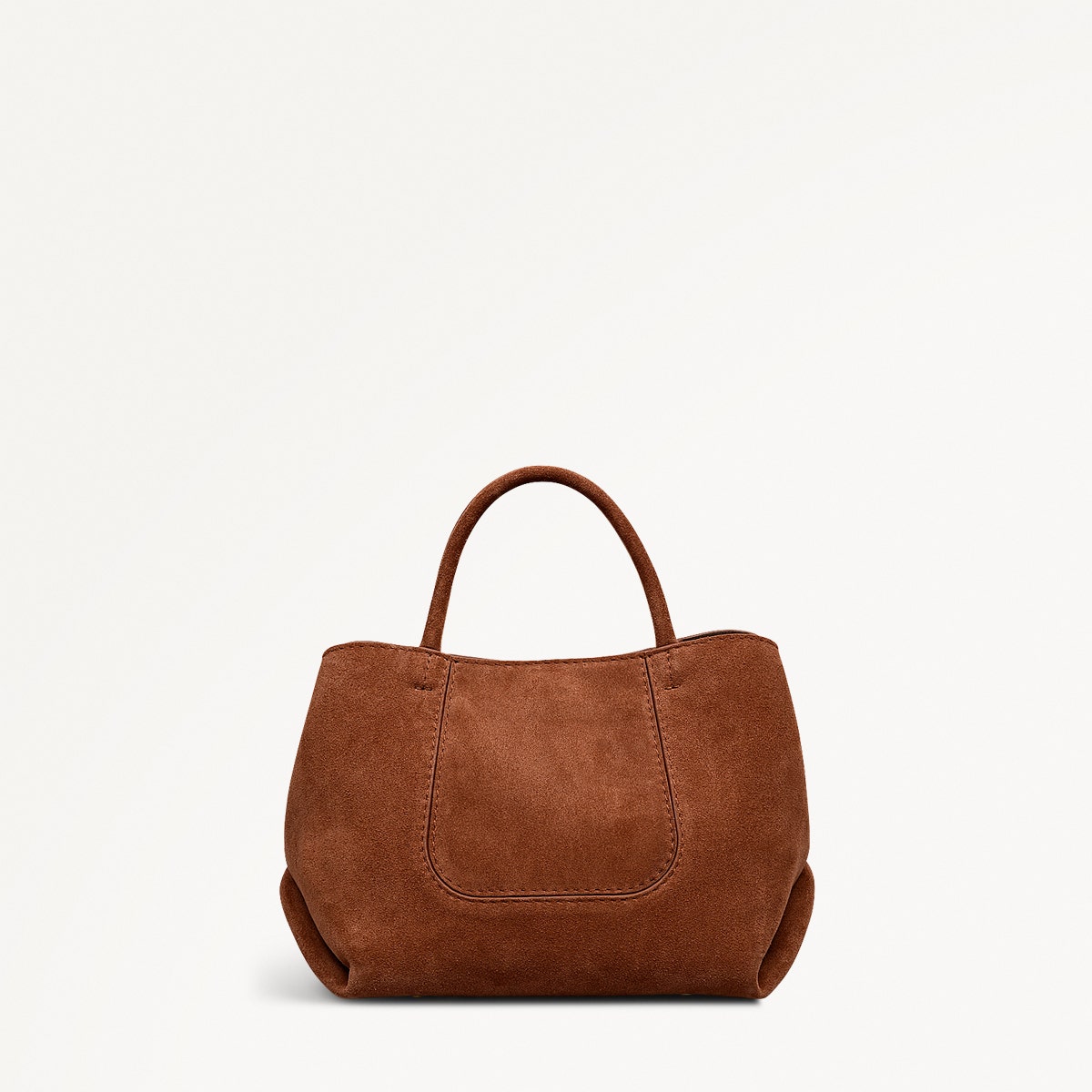 The Comptop Suede Small Ziptop Grab Bag in Russet - 112201