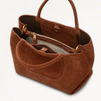 The Comptop Suede Small Ziptop Grab Bag in Russet - 112201