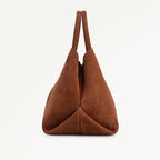 The Comptop Suede Small Ziptop Grab Bag in Russet - 112201