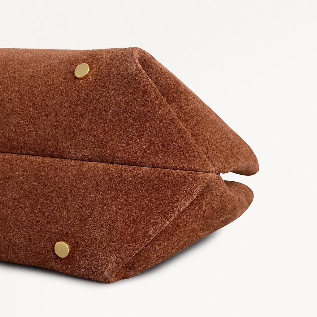 The Comptop Suede Small Ziptop Grab Bag in Russet - 112201