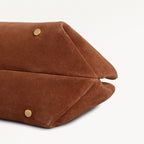 The Comptop Suede Small Ziptop Grab Bag in Russet - 112201