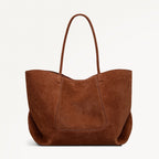 The Compton Suede Medium Ziptop Shoulder Bag in Russet - 112202