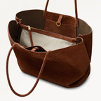 The Compton Suede Medium Ziptop Shoulder Bag in Russet - 112202