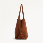 The Compton Suede Medium Ziptop Shoulder Bag in Russet - 112202