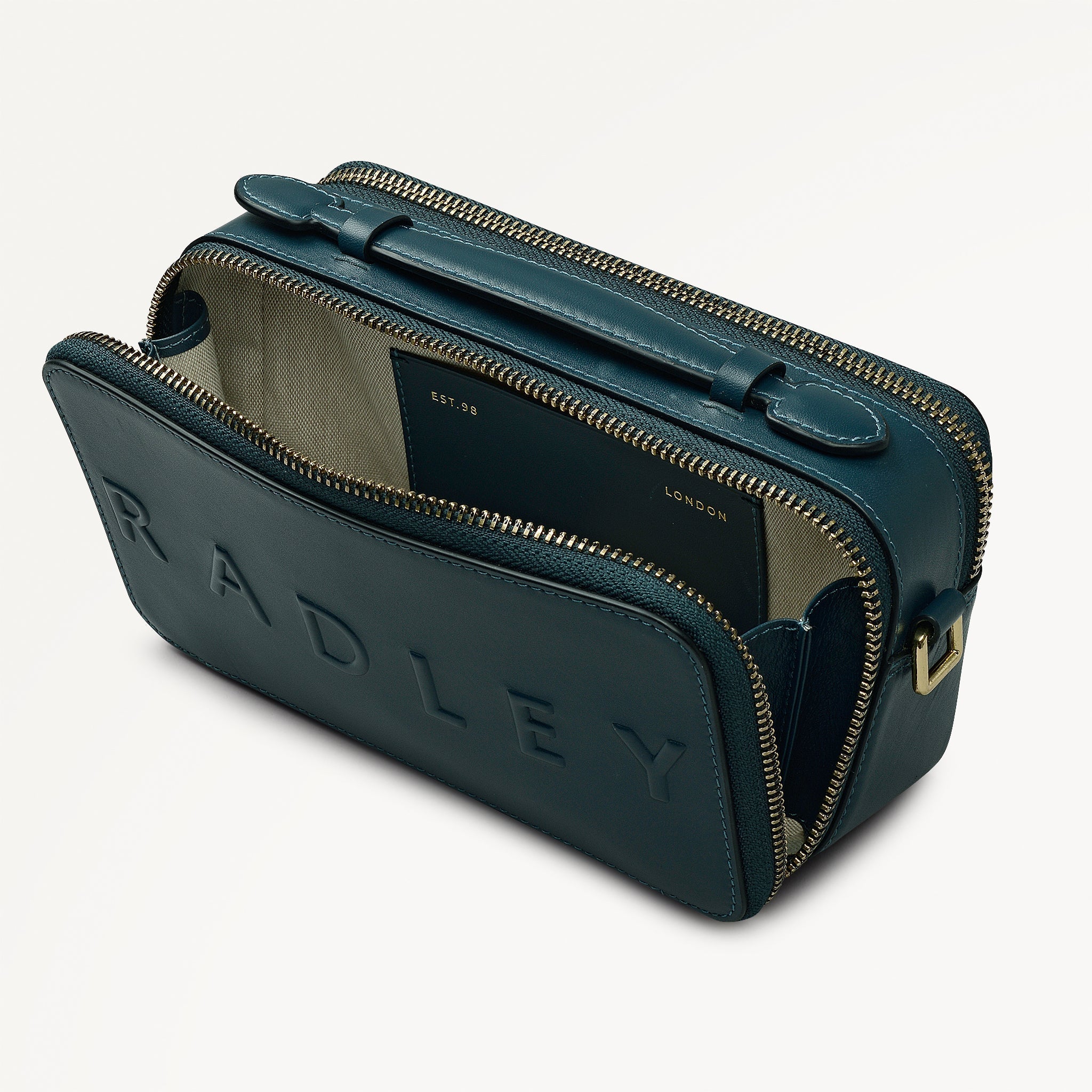 Calvert Road Leather Zip Around Cross Body Bag in Teal - 112204