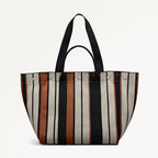 Hadleigh Place Stripe Large Open Top Tote Bag in Snow - 112210