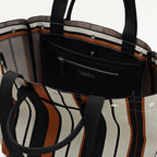 Hadleigh Place Stripe Large Open Top Tote Bag in Snow - 112210