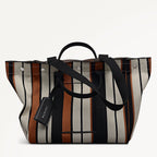 Hadleigh Place Stripe Large Open Top Tote Bag in Snow - 112210