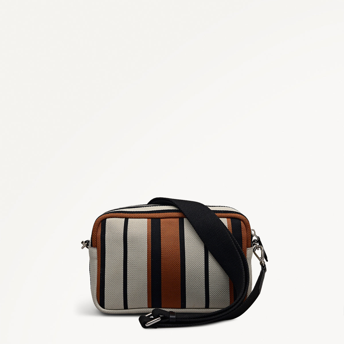 Hadleigh Place Stripe Small Ziptop Crossbody Bag in Snow - 112211
