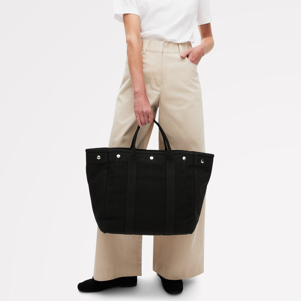 Hadleigh Place Fabric Large Open Top Tote Bag in Black - 112212