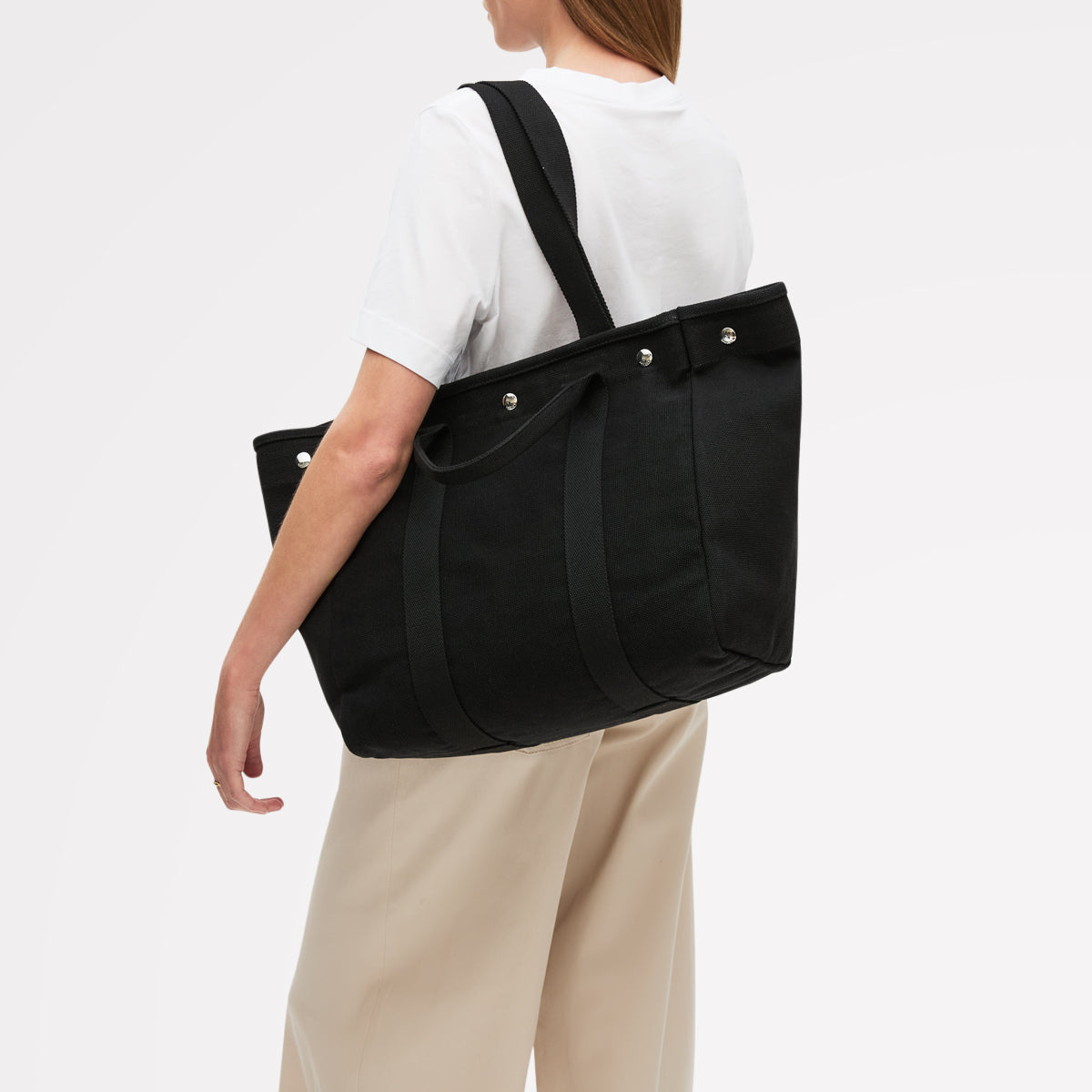 Hadleigh Place Fabric Large Open Top Tote Bag in Black - 112212