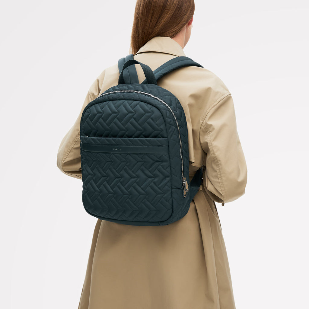 Holland Park Fabric Medium Zip Around Backpack in Teal - 112214