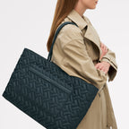 Holland Park Fabric Large Ziptop Tote Bag in Teal - 112215