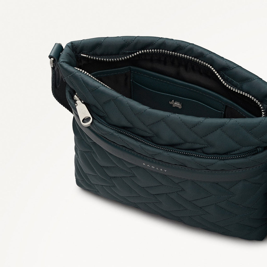 Holland Park Fabric Small Ziptop Cross Body Bag in Teal - 112218