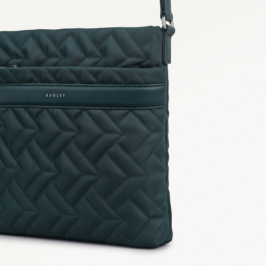 Holland Park Fabric Small Ziptop Cross Body Bag in Teal - 112218