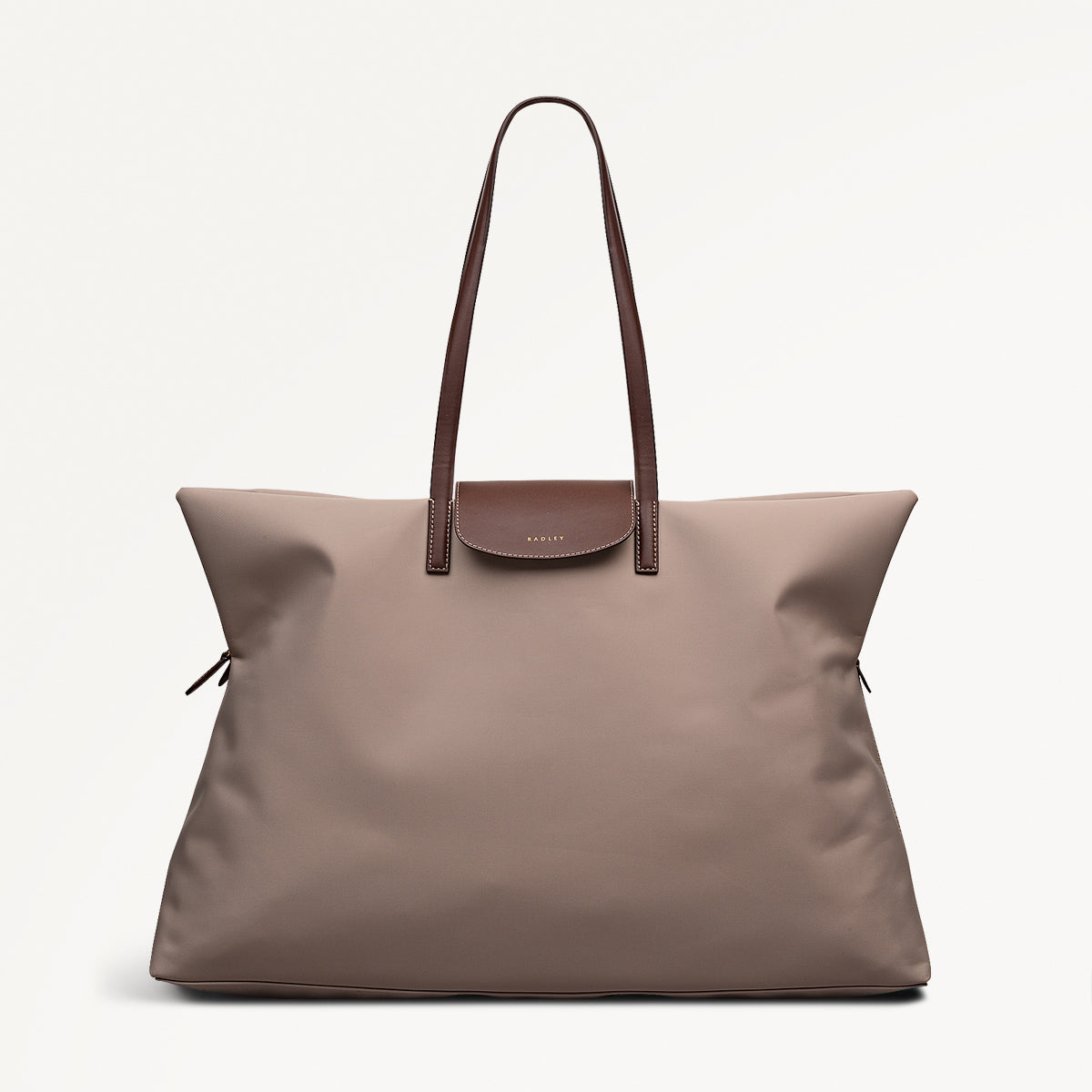 Pocket Essentials Fabric Large Ziptop Shoulder Bag in Porcini - 112219