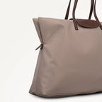 Pocket Essentials Fabric Large Ziptop Shoulder Bag in Porcini - 112219