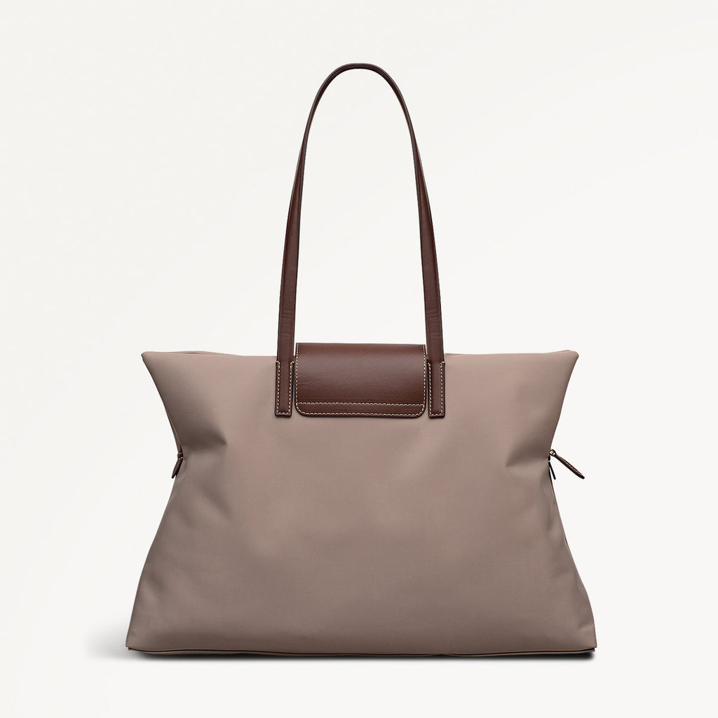 Pocket Essentials Fabric Medium Ziptop Tote Bag in Porcini - 112220