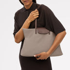 Pocket Essentials Fabric Medium Ziptop Tote Bag in Porcini - 112220