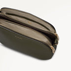 Dukes Place Leather Medium Ziptop Cross Body Bag in Pine Needle - 112228