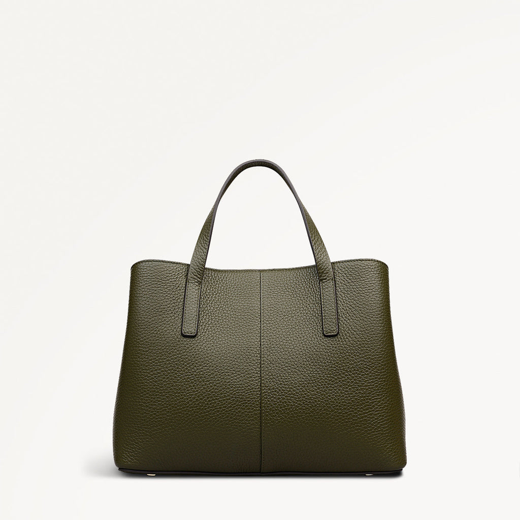 Dukes Place Leather Medium Ziptop Grab Bag in Pine Needle - 112231