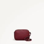 Dukes Place Leather Medium Ziptop Cross Body Bag in Carmine - 112232