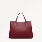 Dukes Place Leather Medium Ziptop Grab Bag in Carmine - 112235