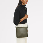 Pockets Leather Large Ziptop NS Cross Body Bag in Pine Needle - 112238