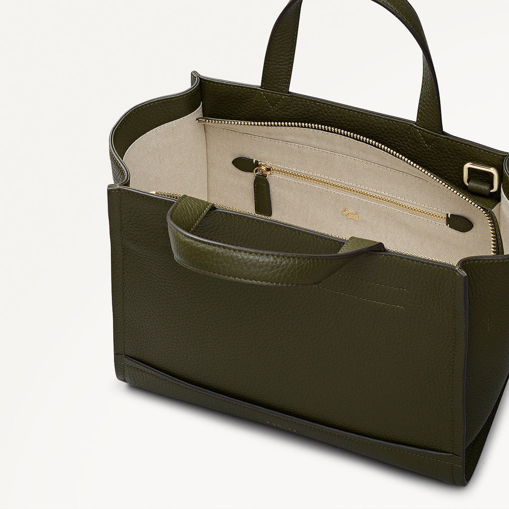 Oak Street Leather Medium Ziptop Grab Bag in Pine Needle - 112243