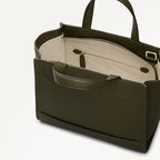 Oak Street Leather Medium Ziptop Grab Bag in Pine Needle - 112243