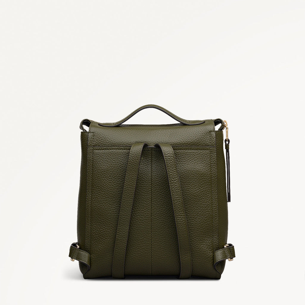 Oak Street Leather Small Ziptop Backpack in Pine Needle - 112245