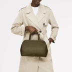 Liverpool Street Leather Medium Ziptop Grab Bag in Pine Needle - 112247