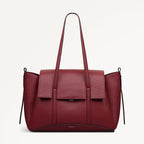 The Chancery Leather Medium Flapover Shoulder Bag in Carmine - 112251