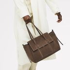 The Chancery Leather Medium Flapover Shoulder Bag in Coffee - 112252