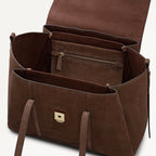 The Chancery Leather Medium Flapover Shoulder Bag in Coffee - 112252