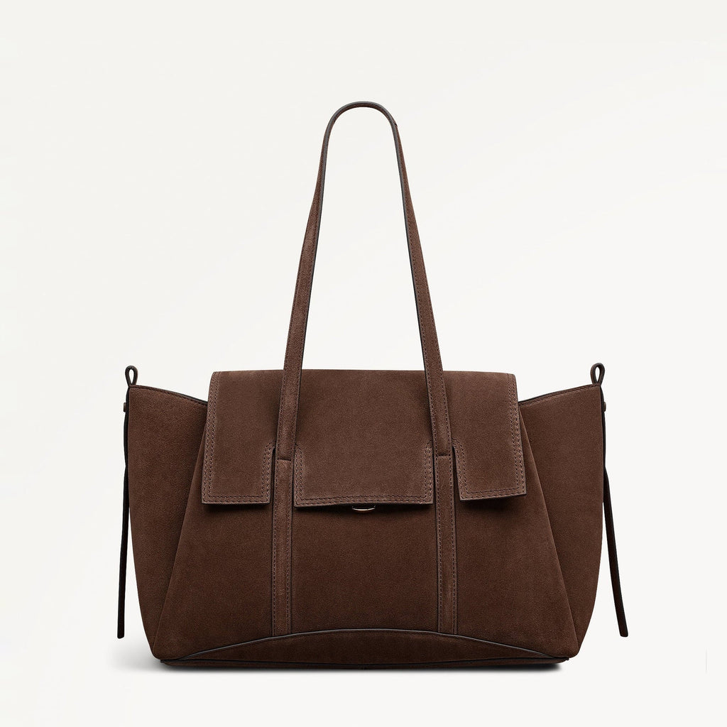 The Chancery Leather Medium Flapover Shoulder Bag in Coffee - 112252