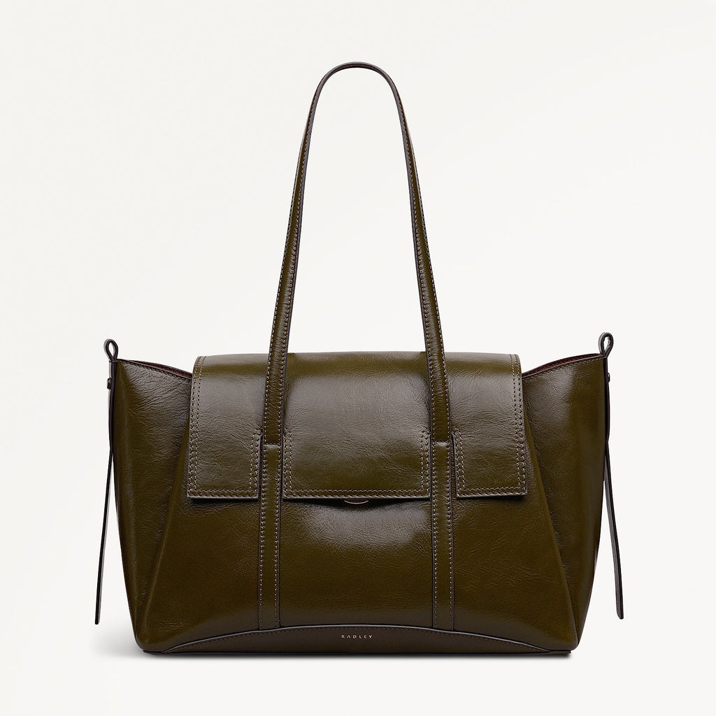The Chancery Leather Medium Flapover Shoulder Bag in Pine Needle - 112253