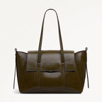 The Chancery Leather Medium Flapover Shoulder Bag in Pine Needle - 112253