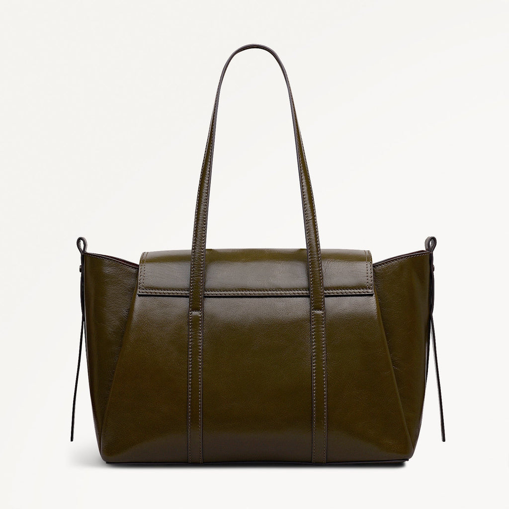 The Chancery Leather Medium Flapover Shoulder Bag in Pine Needle - 112253