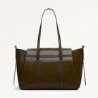 The Chancery Leather Medium Flapover Shoulder Bag in Pine Needle - 112253