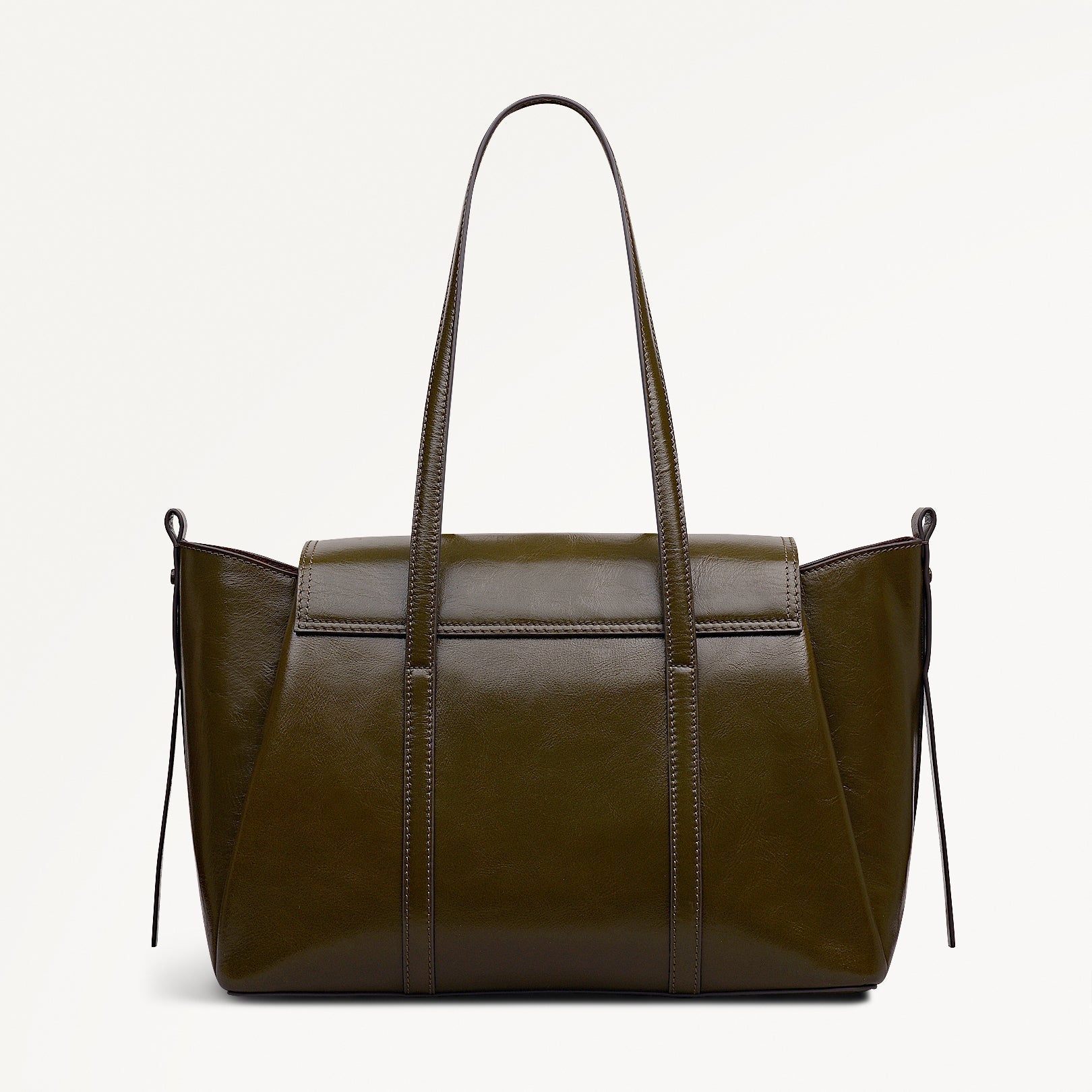 The Chancery Leather Medium Flapover Shoulder Bag in Pine Needle - 112253