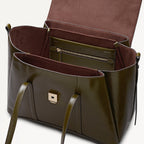 The Chancery Leather Medium Flapover Shoulder Bag in Pine Needle - 112253