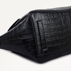 The Chancery Leather Medium Flapover Shoulder Bag in Black - 112256