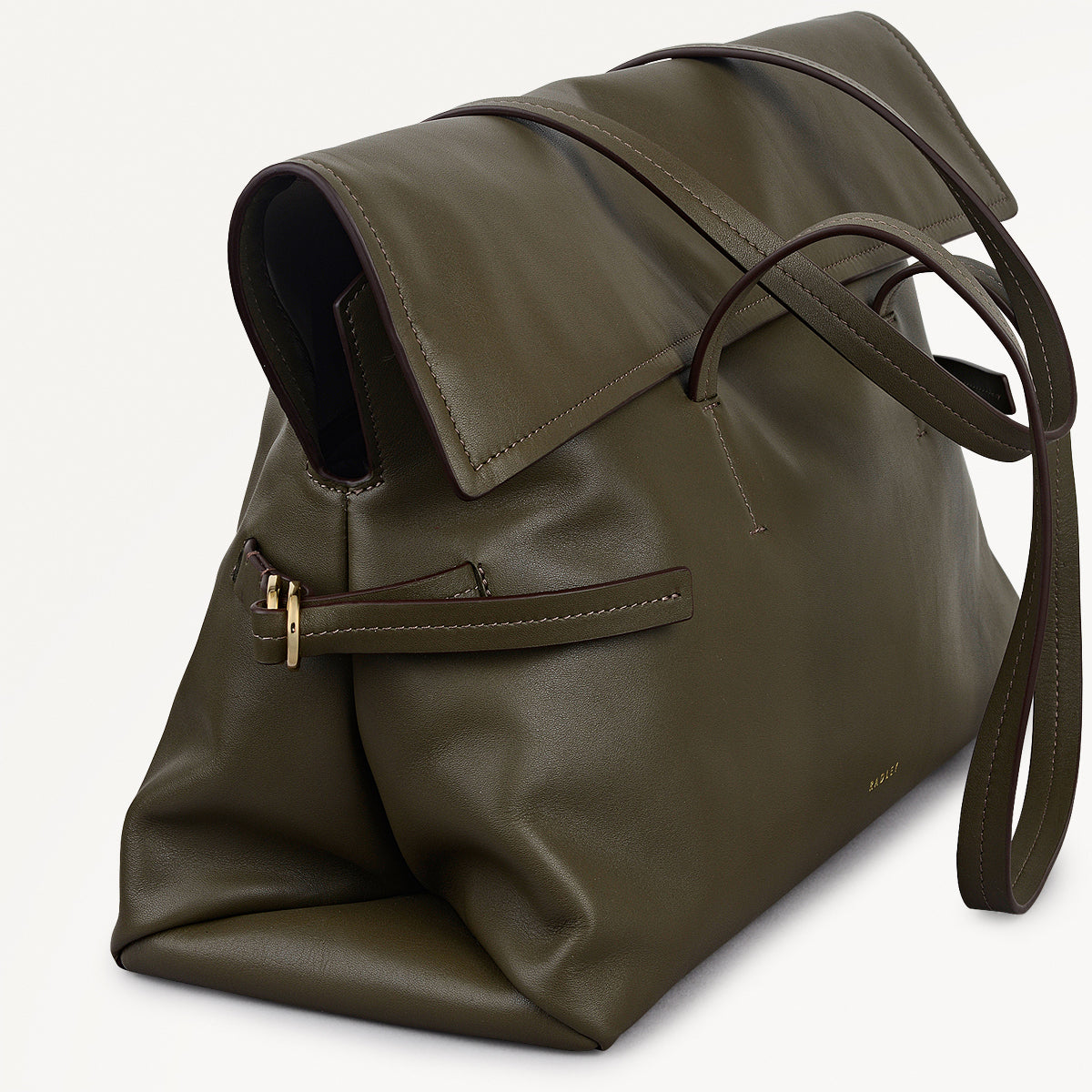 Fleet Street Leather Medium Flapover Shoulder Bag in Pine Needle - 112257