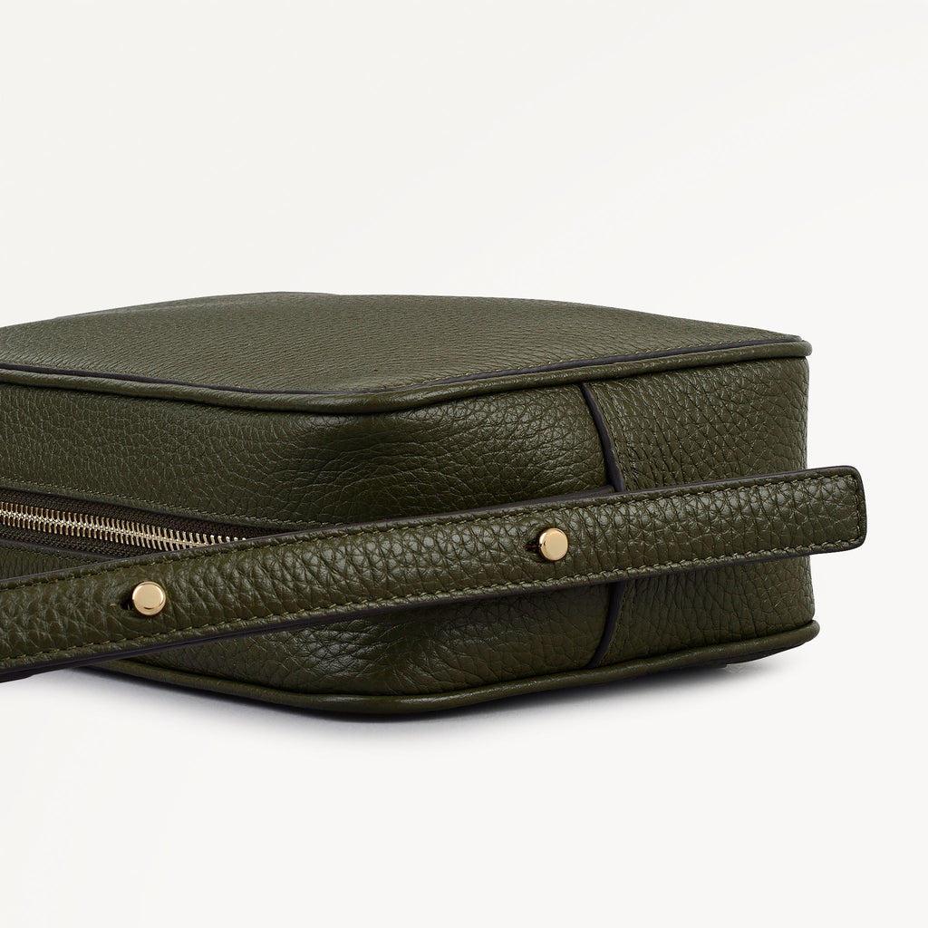 Duchess Close Leather Small Ziptop Cross Body Bag in Pine Needle - 112258