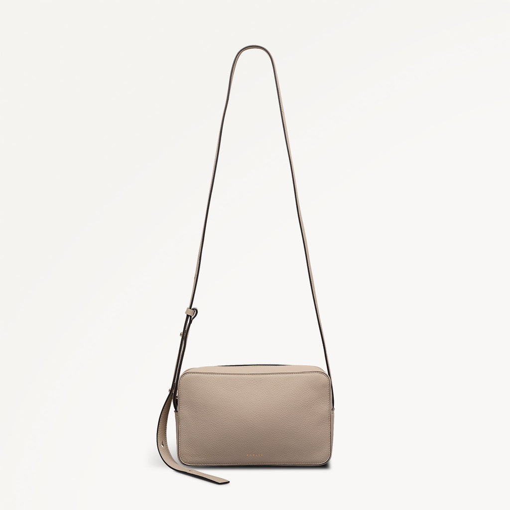 Duchess Close Leather Small Ziptop Cross Body Bag in Porcini - 112260