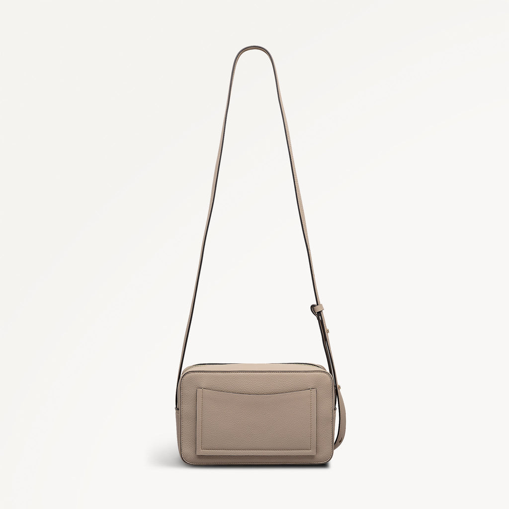 Duchess Close Leather Small Ziptop Cross Body Bag in Porcini - 112260