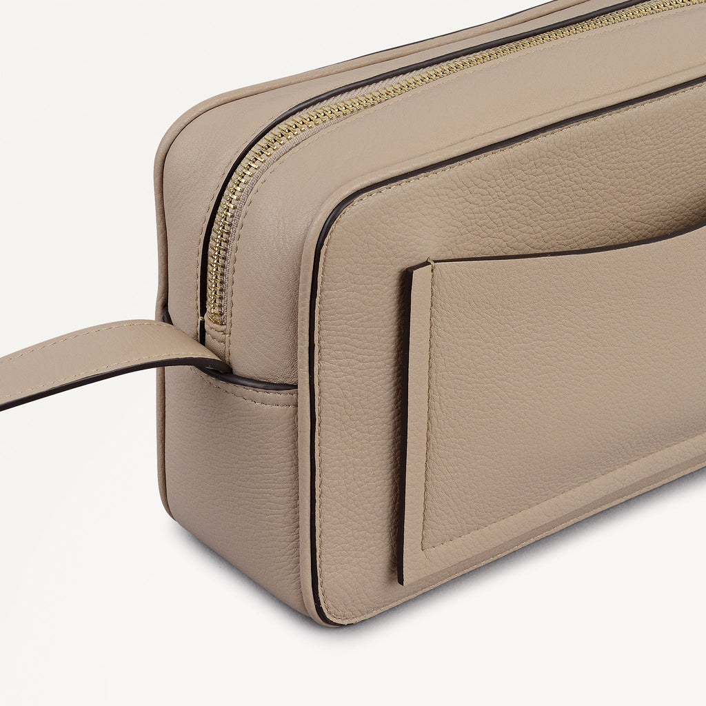 Duchess Close Leather Small Ziptop Cross Body Bag in Porcini - 112260