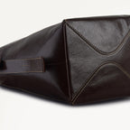 De Beauvoir Leather Large Ziptop Shoulder Bag in Dark Oak - 112261