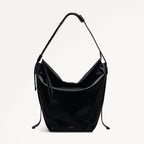 De Beauvoir Leather Large Ziptop Shoulder Bag in Black - 112262